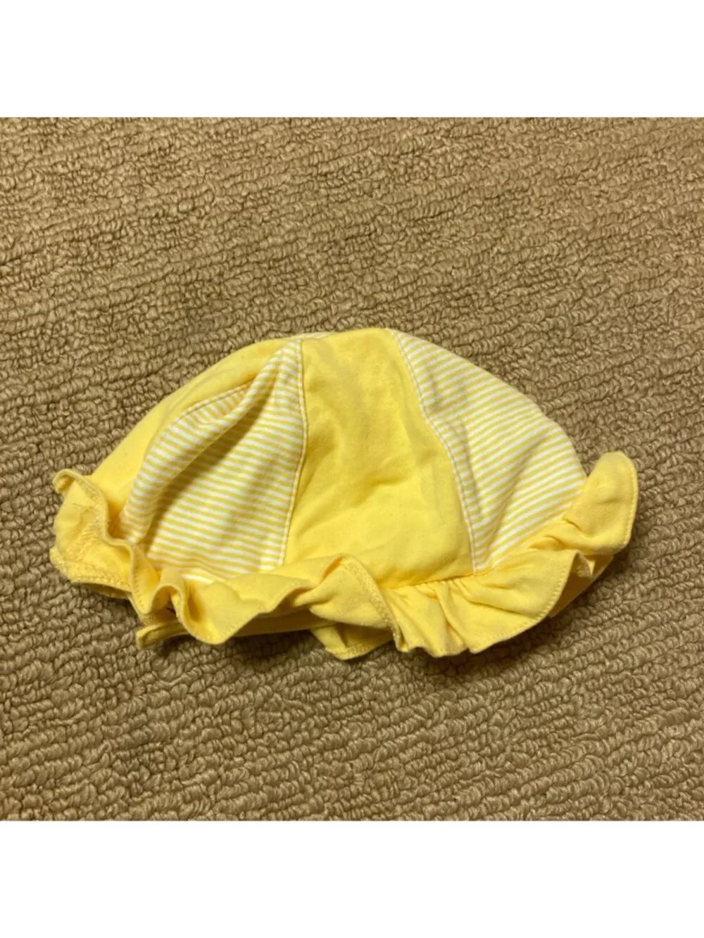 2nd Step Toddler Sun Hat 24 Months Yellow White Stripes Ruffle Hook Look Closer